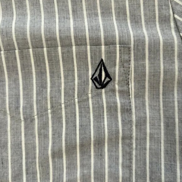 2/$10 Volcom Blue & White Striped Button Down - Size Small - Picture 3 of 4